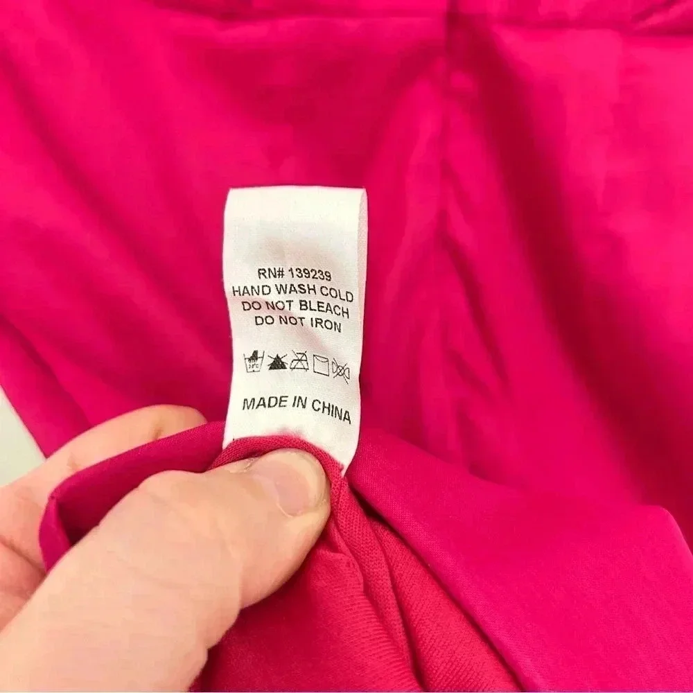 Do + Be • Hot Pink Mini Fitted Cocktail V Neck Ruffle Party Dress Sz M - Picture 10 of 10